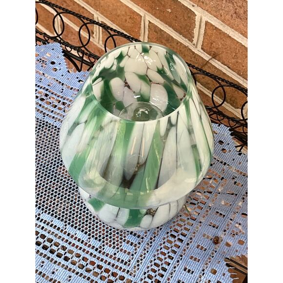 Confetti Glass Mushroom Light Lamp Green & White Boho - Picture 8 of 8